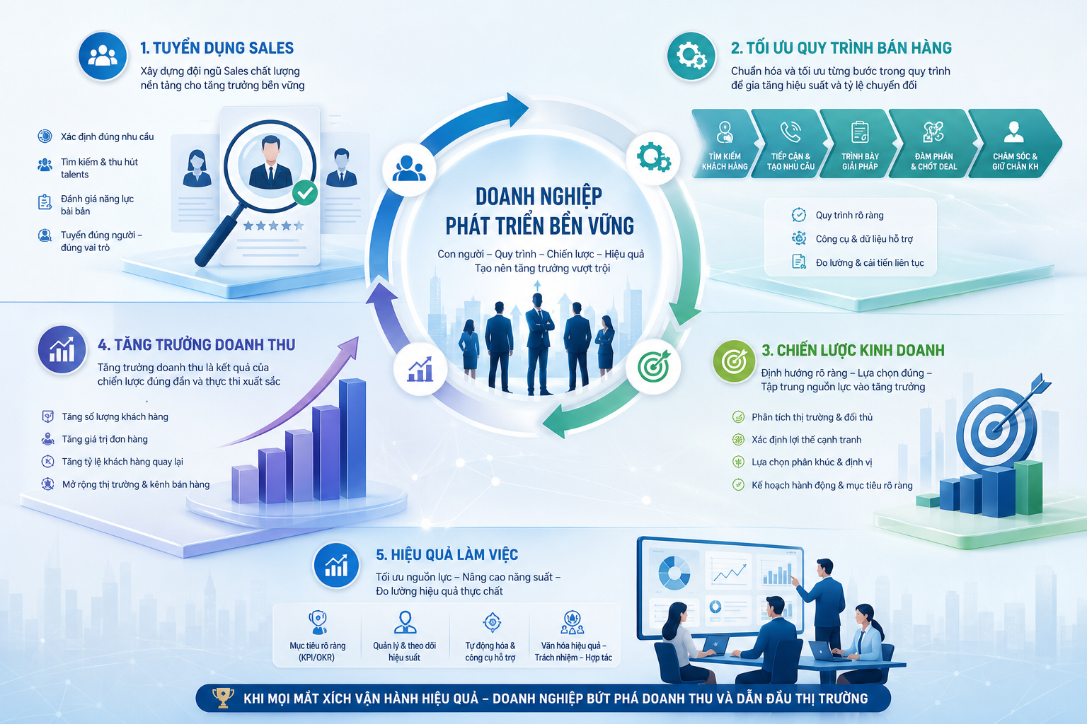 tuyển dụng Sales, tối ưu quy trình bán hàng, chiến lược kinh doanh, tăng trưởng doanh thu, hiệu quả làm việc.