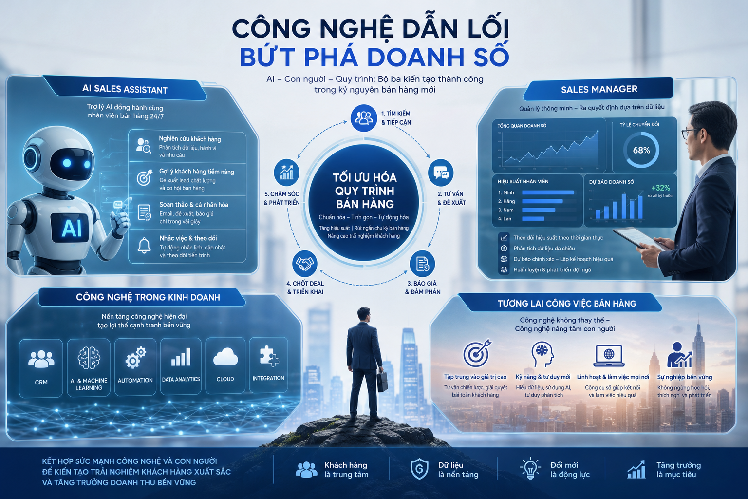 AI Sales Assistant, Sales Manager, Tối ưu hóa quy trình bán hàng, Công nghệ trong kinh doanh, Tương lai công việc bán hàng